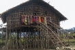 1000 voet traditioneel huis van de Arfak-stam, Papoea