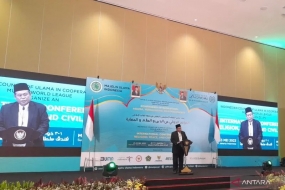 Le vice-président du MUI, KH Marsudi Syuhud, a ouvert dimanche (21/5/2023) une conférence internationale organisée par le MUI en collaboration avec la Ligue musulmane mondiale dans le centre de Jakarta.  (ANTARA/Lintang Budiyanti Prameswari)