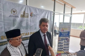 L&#039;ambassadeur palestinien en Indonésie, Zuhair Al-Shun, a assisté à l&#039;événement du Mois de la solidarité palestinienne à Jakarta, mercredi (11/01/2023).  (ANTARA/Cindy Frishanti)