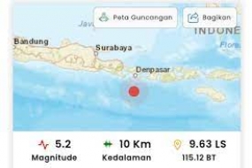 Ein Erdbeben der Stärke 5,2 erschüttert den Süden Balis