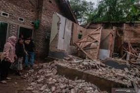 Das Erdbeben in Banten verursachte Schäden an mehreren Gebäuden im Ujung-Kulon-Nationalpark