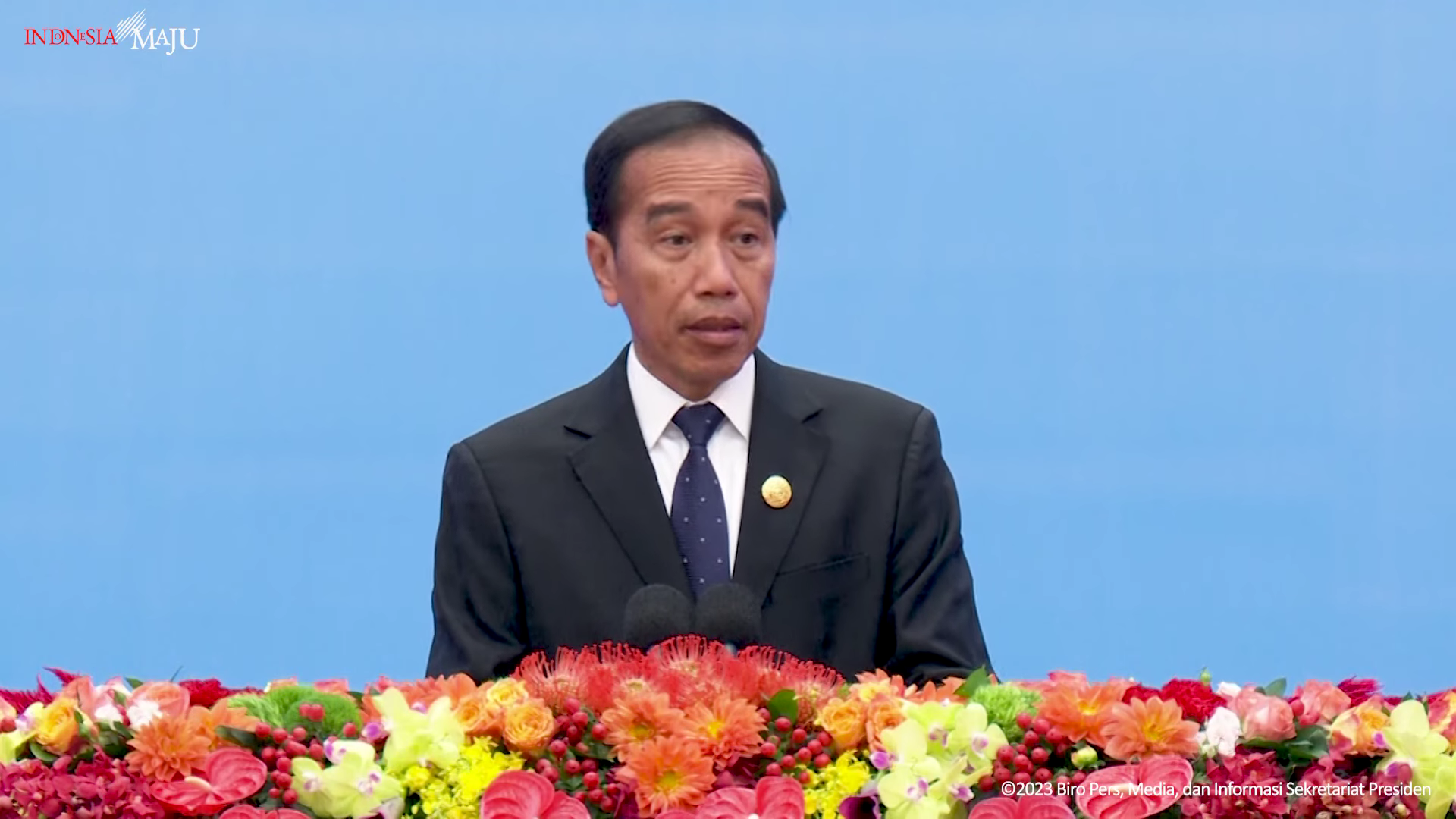 Presiden RI Joko Widodo di pembukaan 3rd Belt and Road Forum di Beijing, Tiongkok, Rabu (18/10/2023). (Foto: Tangkapan layar YouTube Sekretariat Presiden)