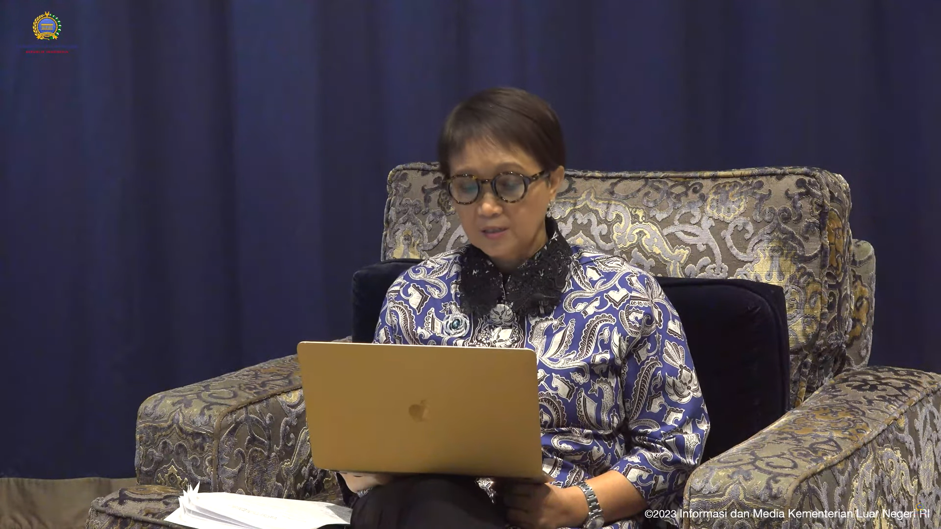 Menteri Luar Negeri RI, Retno Marsudi memberi keterangan terkait Sidang Umum PBB, Selasa (19/9/2023). (Foto: Tangkapan layar YouTube Kemlu RI)