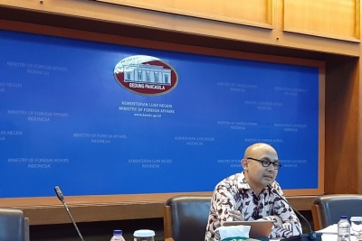 Juru Bicara Kementerian Luar Negeri RI Arrmanatha Nasir pada press briefing di Jakarta, Rabu (26/6/2019). 