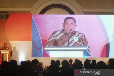 Menteri Pertahanan, Ryamizard Ryacudu saat memberikan sambutan dalam acara &quot;Rekat Anak Bangsa Menuju Indonesia Sejuk&quot;, di Jakarta, Kamis (27/6/2019).