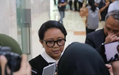 Menteri Luar Negeri Retno Marsudi di sela-sela rapat kerja bersama Komisi I DPR RI di Kompleks Parlemen Senayan, Jakarta, Rabu (11/9/2019). 