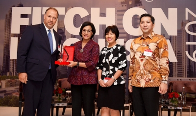 Menkeu Sri Mulyani Indrawati menghadiri acara Fitch Ratings Fitch on Indonesia 2019, di Mandarin Hotel, Jakarta, Rabu (20/3). (Foto: Humas Kemenkeu)