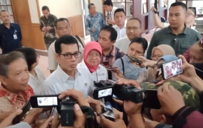 Menteri Pariwisata dan Ekonomi Kreatif RI, Wishnutama Kusubandio di kantor BIG di Cibinong, Kabupaten Bogor, Jawa Barat, Kamis (20/2/2020). (ANTARA/M Fikri Setiawan)
