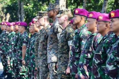 Korps Marinir TNI AL dan Marinir Amerika Serikat menggelar latihan bersama, dalam rangka penanganan bencana alam