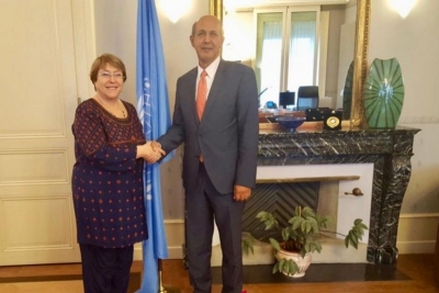 印尼常驻日内瓦代表哈桑克里布与联合国人权事务高级专员米歇尔巴切莱特会见