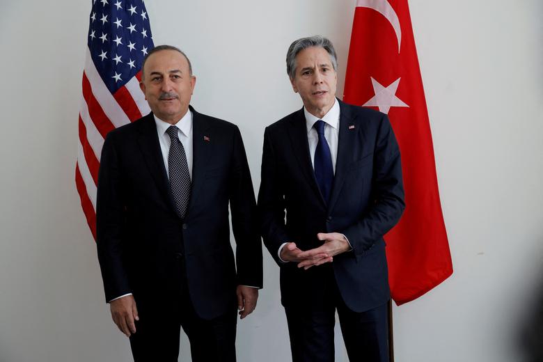 FILE PHOTO: U.S. Secretary of State Antony Blinken meets with Turkish Foreign Minister Mevlut Cavusoglu at United Nations headquarters in New York, U.S., May 18, 2022. REUTERS/Eduardo Munoz/Pool