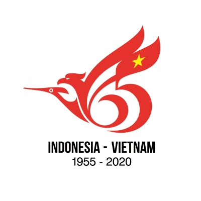 Het logo voor de 65e verjaardag van diplomatieke betrekkingen tussen Vietnam en Indonesië