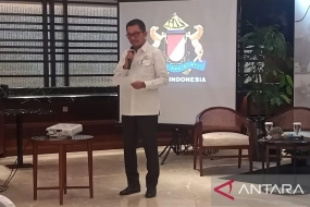 Bobby Gafur Umar, le vice-président général de l&#039;industrie de la Chambre indonésienne de commerce et d&#039;industrie (Kadin), lors d&#039;une séance de discussion à la tour Kadin, dans le sud de Jakarta, mercredi (22/11/2023). (ANTARA/Farhan Arda Nugraha)