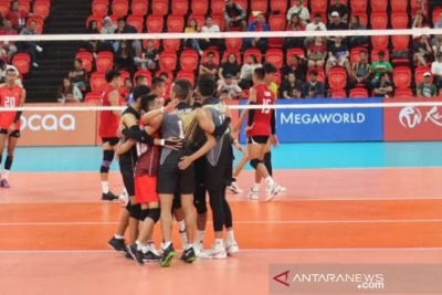 L&#039;équipe indonésienne de volley-ball lance un défi aux Philippines lors de la finale des Jeux de Sud-est Asiatique 2019