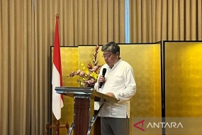 L&#039;ambassadeur du Japon en Indonésie, Masaki Yasushi, a prononcé son discours lors de l&#039;événement de rupture du jeûne avec des personnalités islamiques indonésiennes à Jakarta, mardi (19/3/2024) soir. ANTARA/Nabil Ihsan.