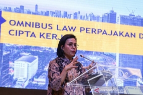 La ministre des Finances Sri Mulyani Indrawati a fait une présentation lors de l&#039;événement &quot;Indonesia Economic and Investment Outlook 2020&quot; à Jakarta, lundi (17/02/2020).