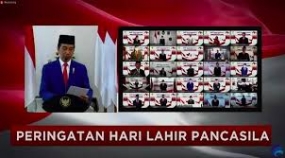 Le président Joko Widodo préside la commémoration de l&#039;anniversaire de Pancasila virtuel