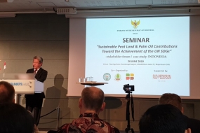 Der indonesische Botschafter in Norwegen und Island, Todung Mulya Lubis, sprach am Freitag (28.06.2013) auf einem Seminar zum Thema Ölpalme und Torf im Gebäude des norwegischen Wirtschaftsverbands (Næringslivets Hovedorganisasjon / NHO) in Oslo.