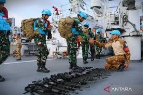 Die  indonesischen Marinesoldaten im Libanon führen Notfalltrainings durch, um Notfälle vorherzusehen