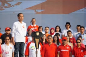 Präsident singt Nationalhymnen beim indonesischen Harmonieereignis 2018