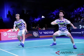 Indonesisches Herrendoppelpaar  wird Sieger bei  dem Turnier “Indonesia Masters  2019 “