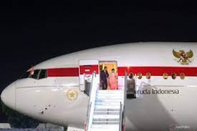 Indonesischer  Präsident und  First Lady kommen in Neu-Delhi, Indien an