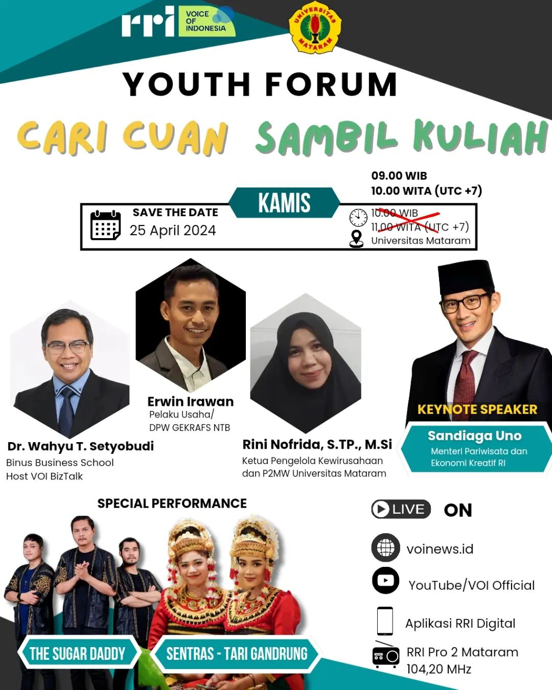 VOI Gelar 'Youth Forum', Hadirkan Sandiaga Uno
