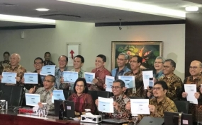 Menteri Keuangan Sri Mulyani di Kantor DJP, Jakarta, Selasa (10/3/2020). (ANTARA/AstridFaidlatulHabibah)