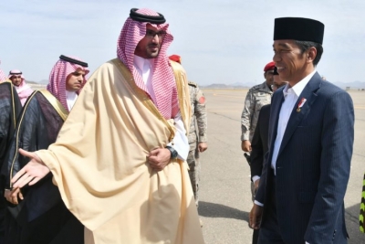 Presiden Joko Widodo meninggalkan Makkah untuk melanjutkan perjalanan ke Madinah, Senin (15/4/2019). Biro Pers Setpres RI