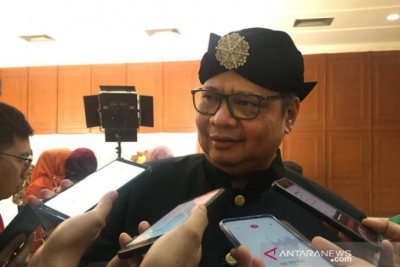 Menteri Perindustrian Airlangga Hartarto di Kantor Kementerian Perindustrian Jakarta, Rabu (14/8/2019).