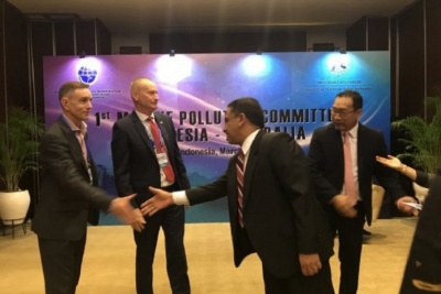 Pembahasan lima proyek procontohan dalam Marine Pollution Committee yang digagas Pemerintah Indonesia melalui Direktorat Jenderal Perhubungan Laut Kementerian Perhubungan dan Pemerintah Australia melalui Otoritas Keamanan Maritim Australia di Nusa Dua, Rabu (27/3/2019).