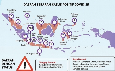 Ilustrasi - Peta sebaran kasus positif COVID-19 di Indonesia. ANTARA/Infografik/aa.