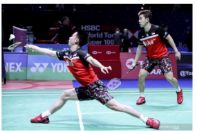 Pebulu tangkis ganda putra Indonesia Kevin Sanjaya Sukamuljo (kiri) dan Marcus Fernaldi Gideon. (ANTARA FOTO/Widya Amelia)