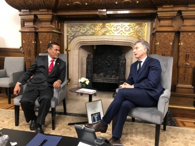Menteri Pertanian Andi Amran Sulaiman diterima Presiden Argentina Mauricio Macri di Istana Kepresidenan Argentina, Buenos Aires, Senin (22/7/2019). 