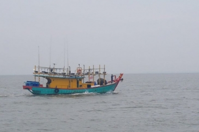 Kapal ikan ilegal asal Malaysia yang ditangkap di ZEEI Selat Malaka,Senin (22/7/2019). 