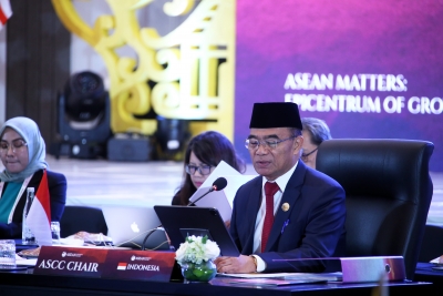 Menteri Koordinator Bidang Pembangunan Manusia dan Kebudayaan (Menko PMK), Muhadjir Effendy saat memimpin Sidang ke-30 Dewan Menteri Pilar Sosial Budaya ASEAN (ASCC) diselenggarakan di Jakarta pada Selasa (29/8/2023).(Kemlu RI)