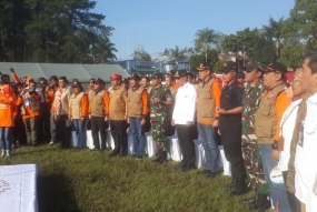 Kepala Badan Nasional Penanggulangan Bencana Daerah (BNPB), Doni Monardo dan Gubernur Jawa Barat, Ridwan Kamil menghadiri Hari Kesiapsiagaan Bencana di Sesko AU, Lembang, Jumat (26/4).