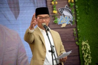 Gubernur Jawa Barat M Ridwan Kamil saat membuka acara Festival Keanekaragaman Makanan Olahan Berbasis Lokal, di Trans Studio Mall, Kota Bandung, Kamis (8/8/2019)