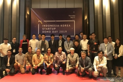 Sebanyak 26 perusahaan rintisan atau startup, dari Indonesia dan Korea, mengikuti Indonesia-Korea Startup Demo Day 2019 di Jakarta, Kamis (11/7/2019).