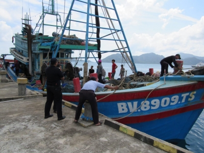 Kapal ikan ilegal yang dilimpahkan Bakamla ke KKP. 