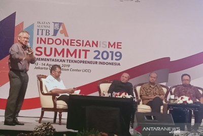 Penasihat Khusus Menteri Bidang Kebijakan Inovasi dan Daya Saing Industri Kemenko Bidang Maritim, Satryo Soemantri Brodjonegoro dalam seminar Indonesianisme Summit bertema &quot;Kendaraan Indonesia Masa Depan&quot; di Jakarta, Rabu (14/8/2019). 