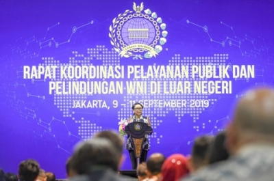 Menlu Retno Marsudi di Hotel Bidakara, Jakarta, Senin 9 September 2019. 