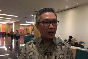 Direktur Keuangan PT Austindo Nusantara Jaya (ANJ) Tbk., Lukas Kurniawan usai menghadiri Diskusi dan Peringatan Sewindu ISPO di Jakarta, Kamis.