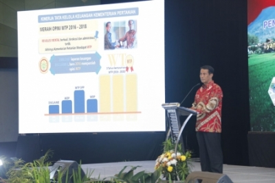 Menteri Pertanian Amran Sulaiman saat berbicara dalam Musyawarah Perencanaan Pembangunan Pertanian (Musrenbangtan) 2019 di Bogor, Selasa (18/6/2019)