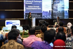 Menteri Keuangan (Menkeu) Sri Mulyani Indrawati saat membuka Seminar Ekonomi Makro 2019.