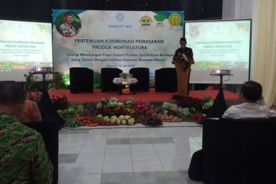 Direktur Jenderal Hortikultura Kementan, Suwandi dalam Pertemuan Koordinasi Pemasaran Produk Hortikultura di Kawasan Perdagangan Suncity Biz Sidoarjo, Senin.
