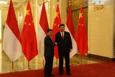 Presiden China Xi Jinping menerima kunjungan kehormatan Wakil Presiden RI Jusuf Kalla di Balai Agung Rakyat, Beijing, Kamis (25/4). Pertemuan dilakukan di sela-sela Konferensi Kerja Sama Internasipnal Sabuk Jalan (BRF) II di Beijing pada 24-27 April 2019. (ANTARA/M Irfan Ilmie