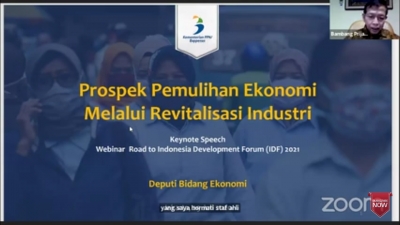 Deputi Bidang Ekonomi Kementerian PPN/Bappenas, Bambang Prijambodo dalam Webinar Road to IDF 2021, Rabu (29/7/2020)