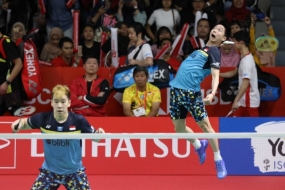 Atlet bulu tangkis ganda putra Indonesia Kevin Sanjaya Sukamuljo/Marcus Fernaldi Gideon melaju ke laga kedua Indonesia Masters 2019 setelah mengalahkan pasangan Jerman pada pertandingan putaran pertama di Stadion Istora Senayan, Jakarta, Rabu. Pasangan atlet putra Indonesia yang akrab disapa Minions itu menang pada pertandingan putaran pertama 21-14, 19-21, 21-15 selama 56 menit permainan atas ganda Jerman Mark Lamsfuss/Marvin Emil Seidel. (Humas PBSI)