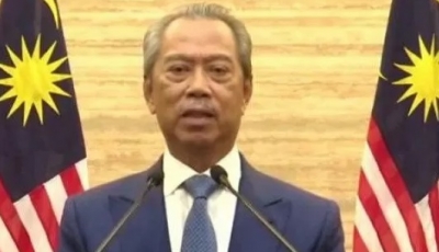 Pidato Muhyiddin Yassin. ANTARA/Agus Setiawan